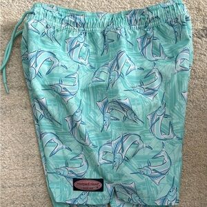 Vineyard Vines Boys  Aqua Marlin Swim Trunks size M (10/12)